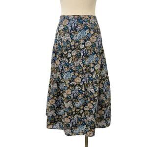 Antonio Melani Midi Skirt Tiered Cotton in Navy Blue Floral 12 Women's
